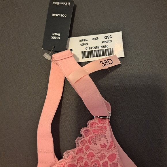 La Vie en Rose Pink Lace Full Coverage Bra | Size 38D | New with Tags - Picture 2 of 6